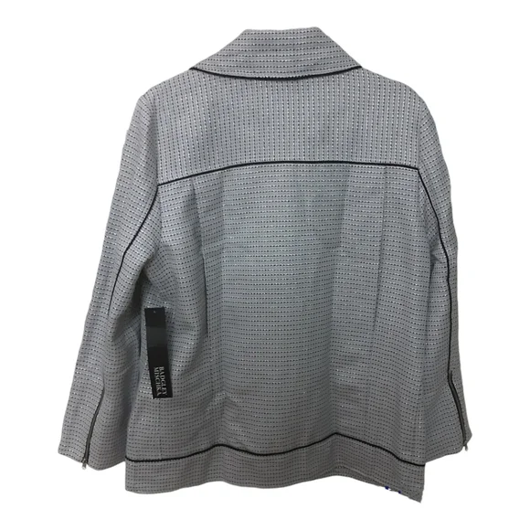 NWT Badgley Mischka Tweed Moto Jacket Grey Multi  Large - Picture 6 of 15